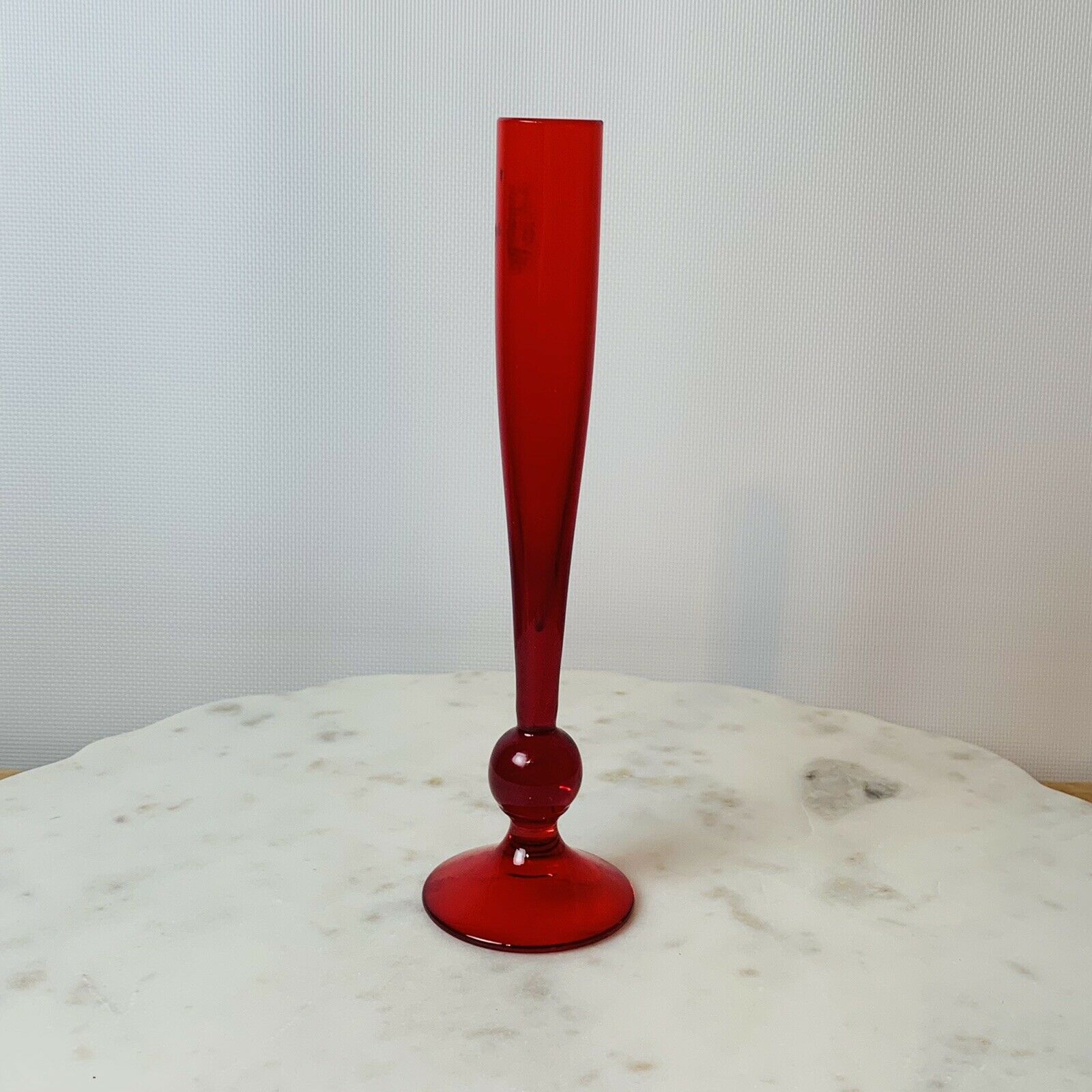 Vintage Whitefriars Ruby Red Bud Vase Geoff Baxter 7.5 Inches