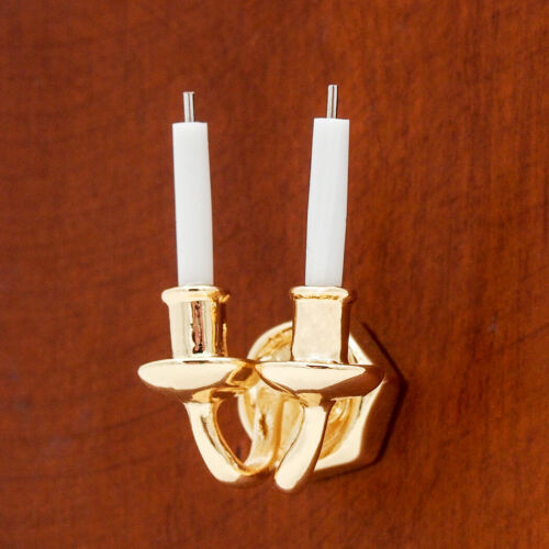 Double-headed Candle 1:12 Miniature Golden Wall-mounted  Furniture Dollhouse Toy