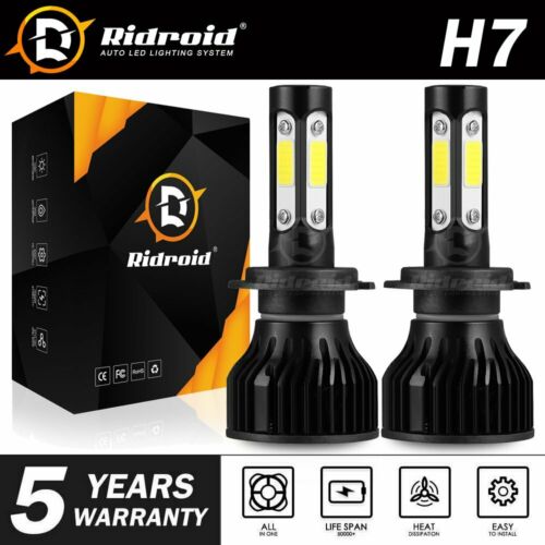 Pair 4-sides Cree H7 Led Headlight Bulb 2400w 6000k 360000lm Replacement Bulb Jo
