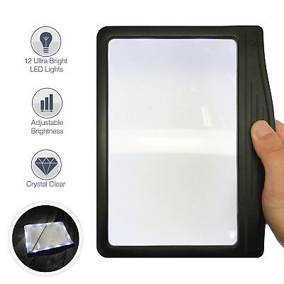 3x Page Magnifier With 12 Anti-glare Dimmable Led Lights(more Evenly Lit Area)