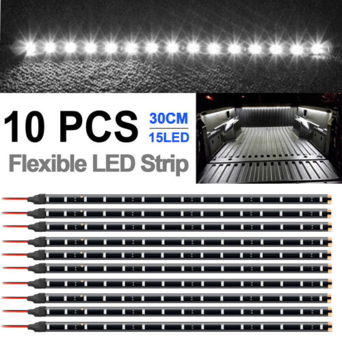 10x White 12" 15smd Flexible Led Strip Light For Car Truck Suv Boat Waterproof
