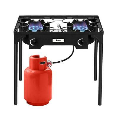 Propane 150000 Btu Double 2 Burner Gas Cooker Stand Stove Outdoor Bbq Grill