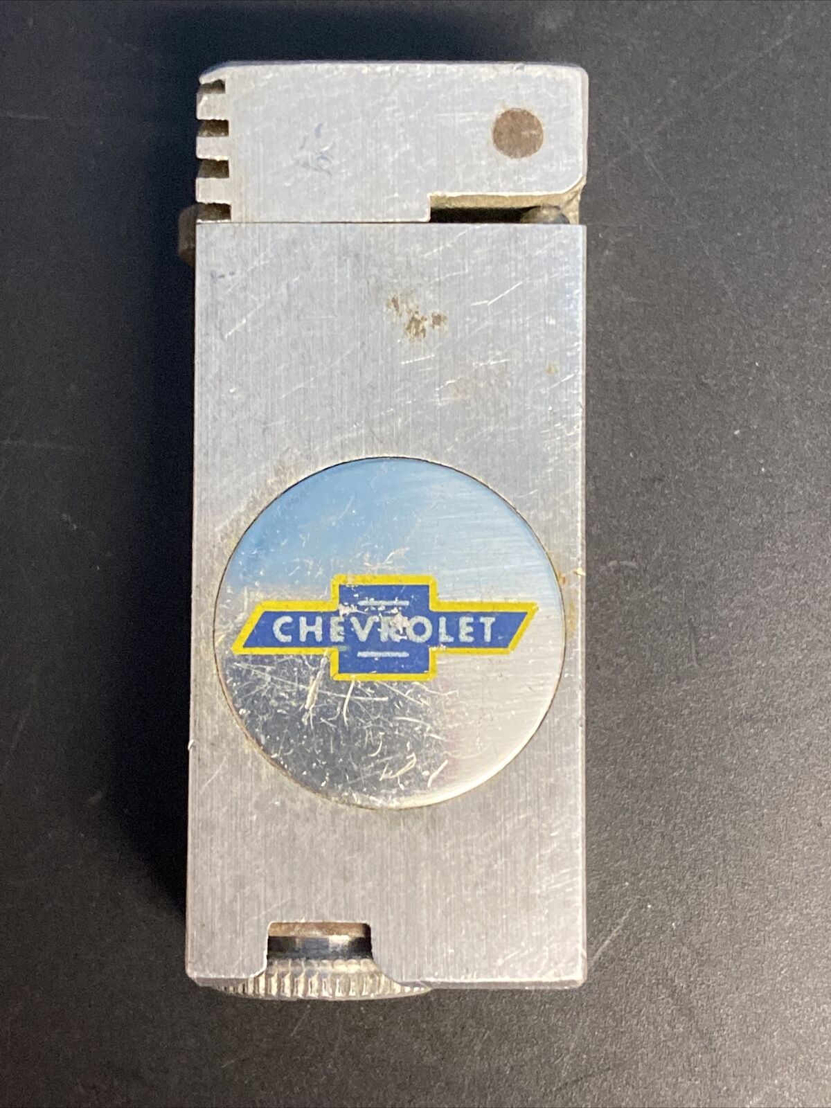 Chevrolet Vintage Silver Color Lighter- Blue Chevrolet Logo With Yellow Trim