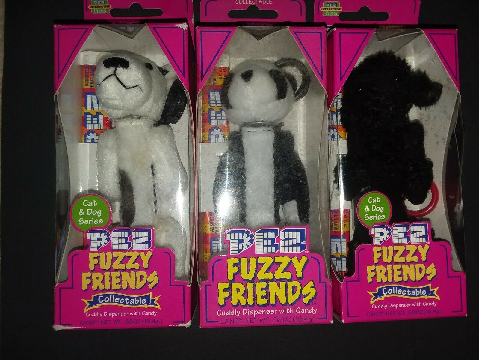 Lot Of 3 Pez Dispensers ~ Fuzzy Friends ~ Poodle, Terrier & Bear ~ New In Pkgs