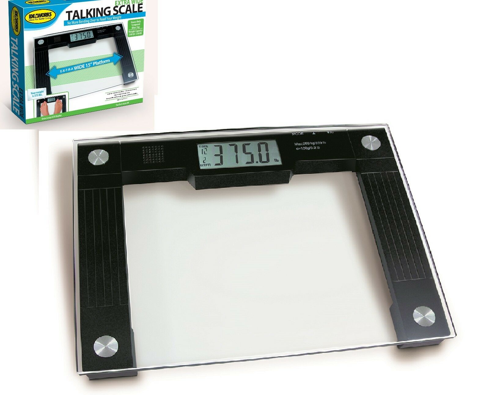 Talking Bathroom Weight Scale Extra Wide Bath Tempered Glass Accurate 550lbs New