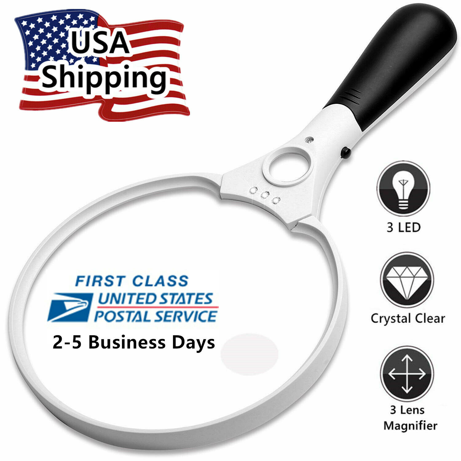 3 Led 25x  3x Handheld Magnifier Reading Magnifying Glass Lens Jewelry Loupe