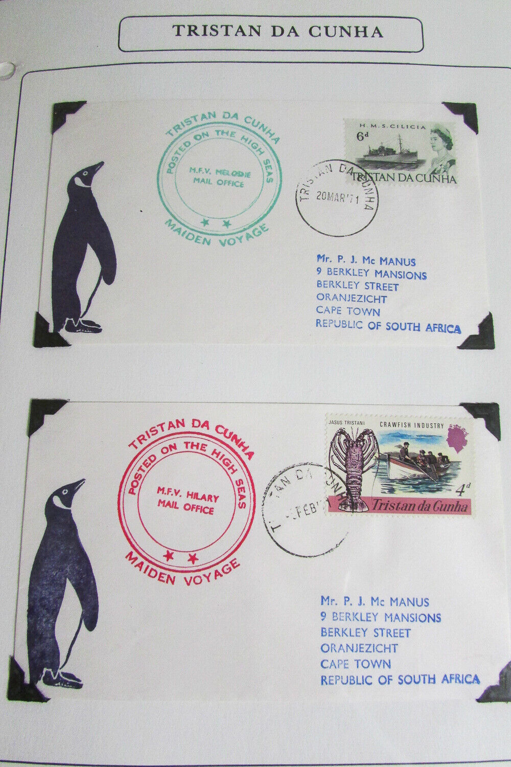 Tristan Da Cunha Cover Collection Rare Markings