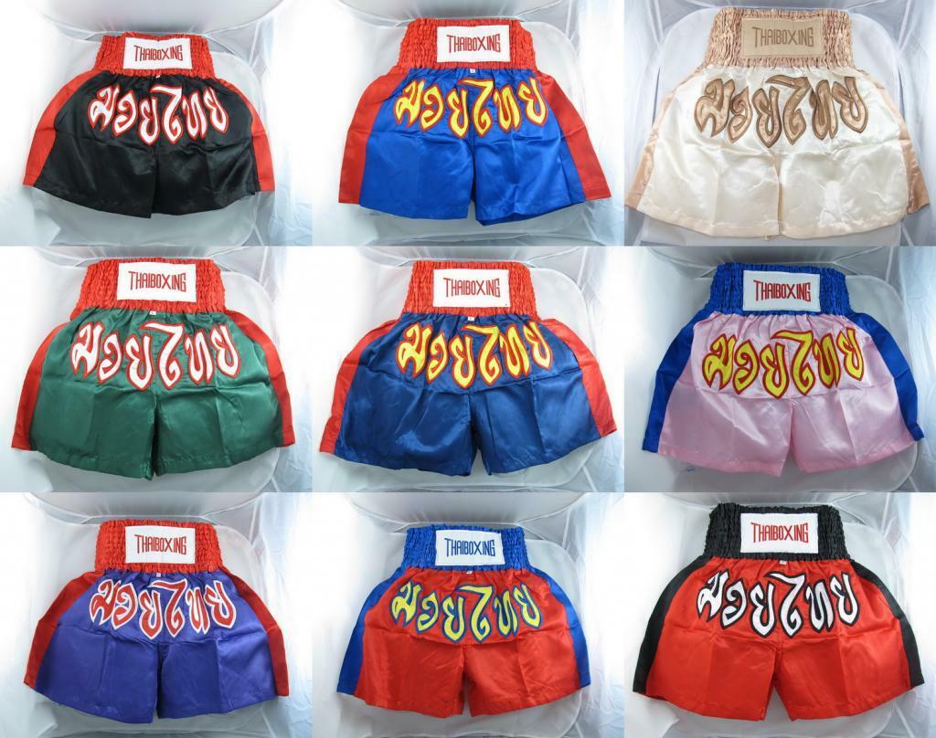 Muay Thai Boxing Shorts Satin Grappling Cage Fighting Pants Mens Wear Gym Trunks