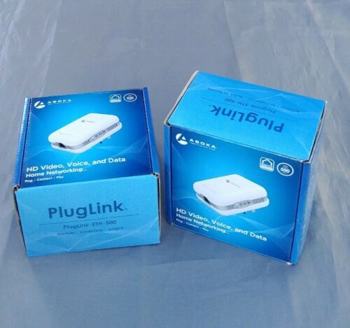 (lot Of 2) Asoka Pl9671-a2 Pluglink-eth-500 Mbps Homeplug Ethernet Adapter