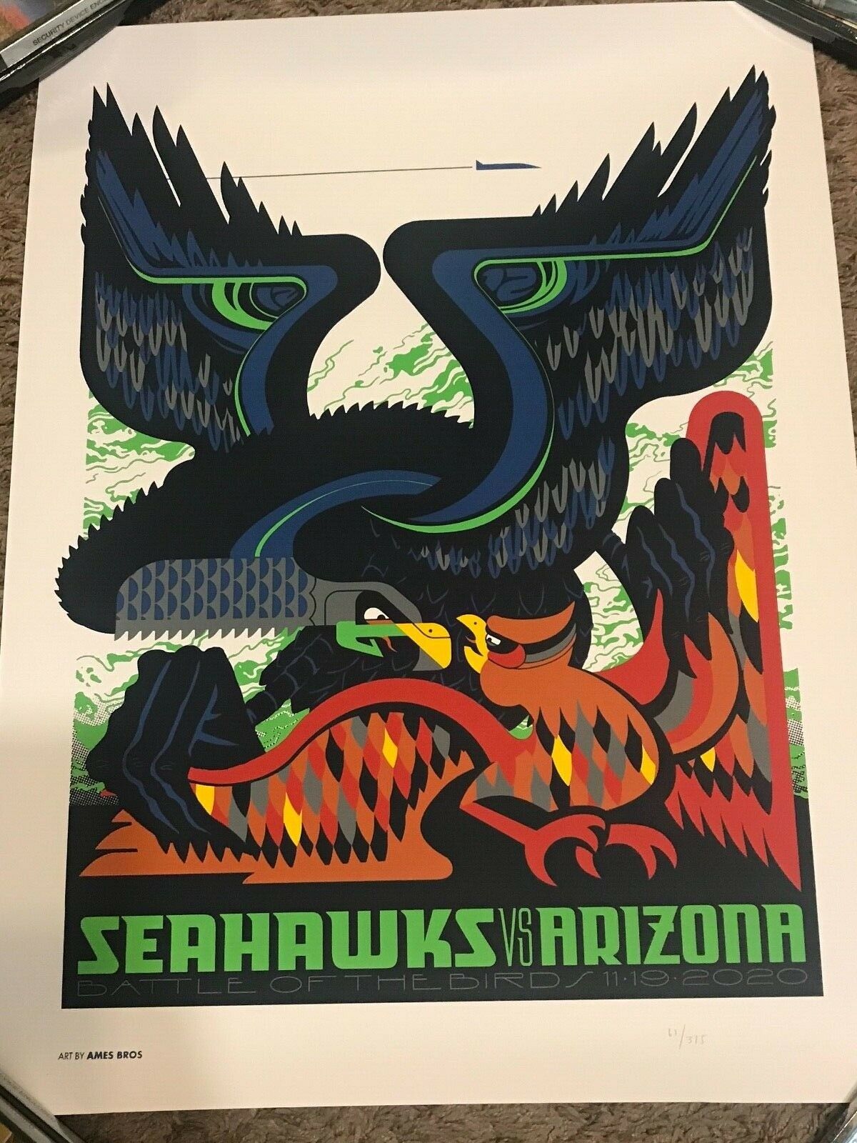 Seattle Seahawks Gameday Poster Arizona Cardinals Limited Edition 61 Of 315