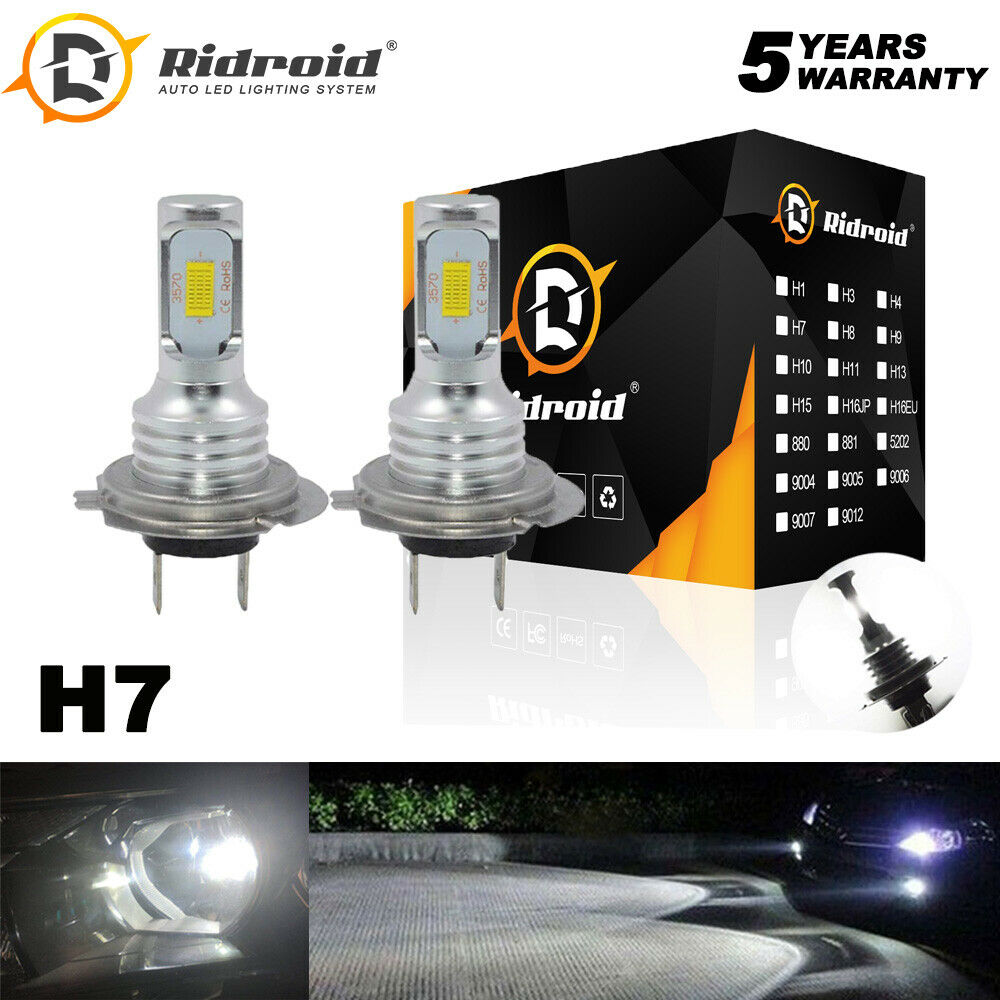 H7 Led Headlight Bulbs Conversion Kit Hi/lo Beam 80w 8000lm 6000k Super Bright