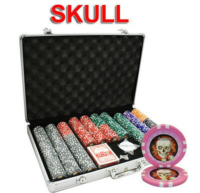 650pc 13.5g Skull Casino Poker Chips Set With Aluminum Case