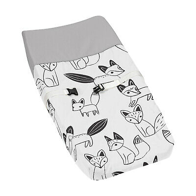 Changing Table Pad Cover For Sweet Jojo Grey Black & White Fox Baby Bedding Set