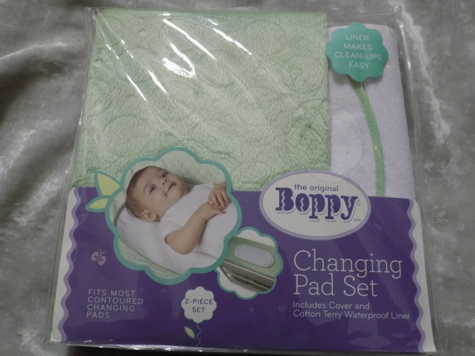 The Original Boppy Changing Pad Set Plush Cover Terry Waterproof Liner New!