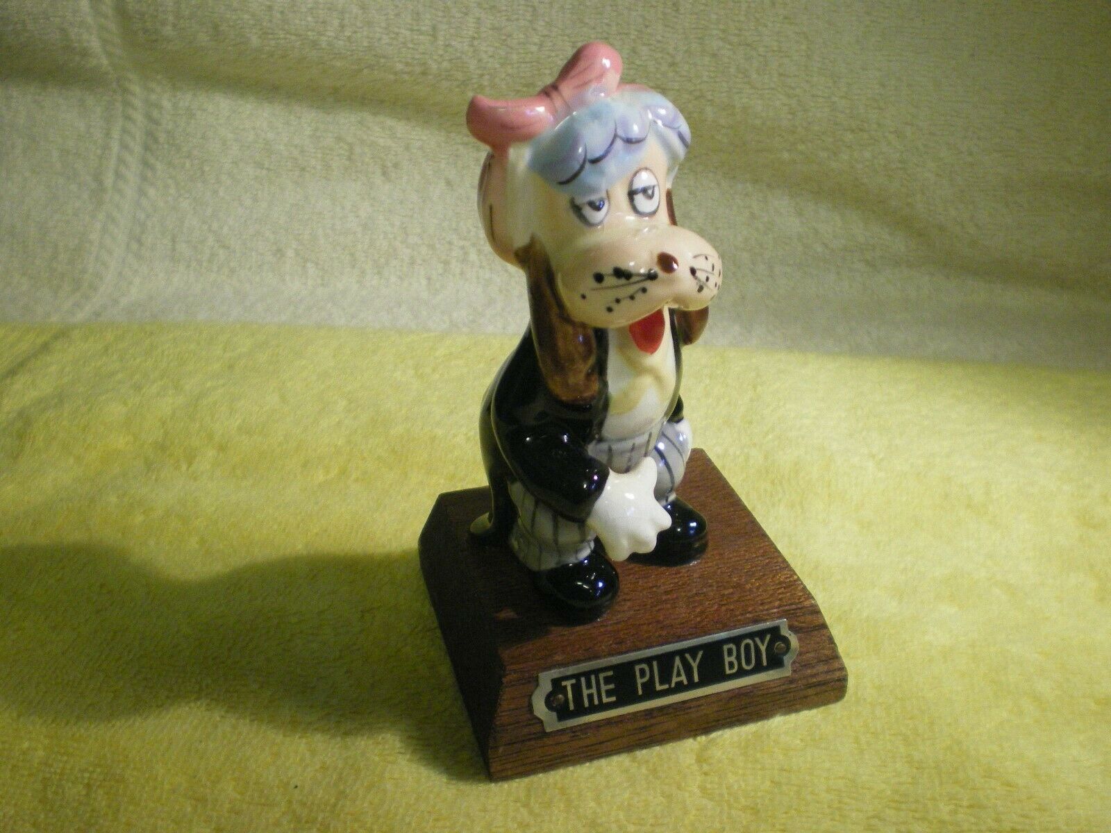 Vintage 1980's Ceramic Dog "the Play Boy" Trophy Award Funny Gag Gift Fr/shp