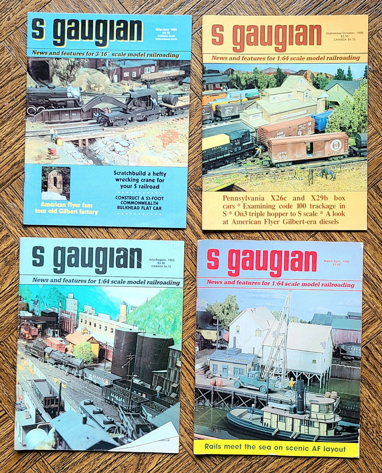 4 S Gaugian Model Train Magazines Mar-oct 1990! Railroad, Toy, Advertising! 3/16