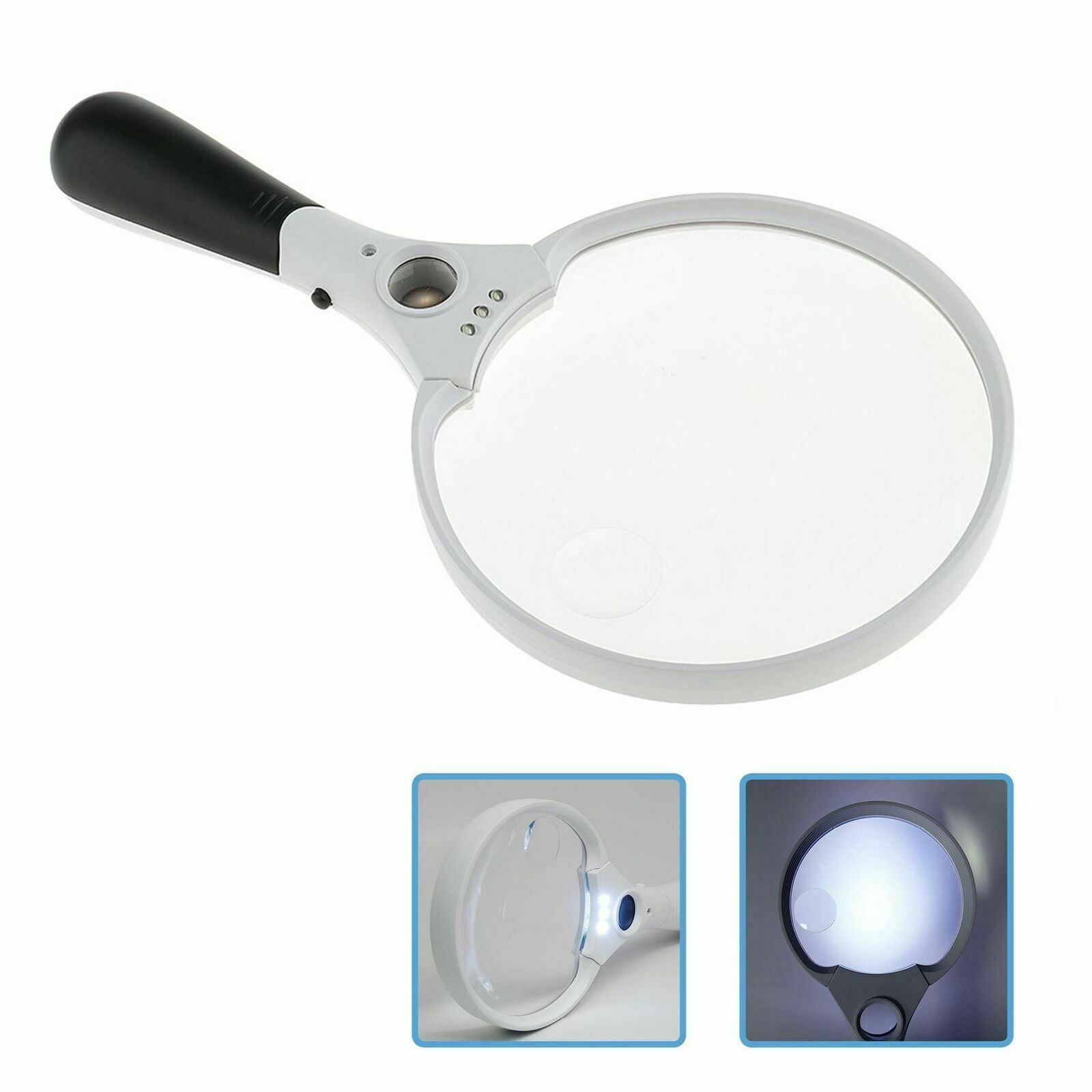 25x Extra Large Strong Magnifying Glass 3 Bright Led Zoom Lightweight Hand Held
