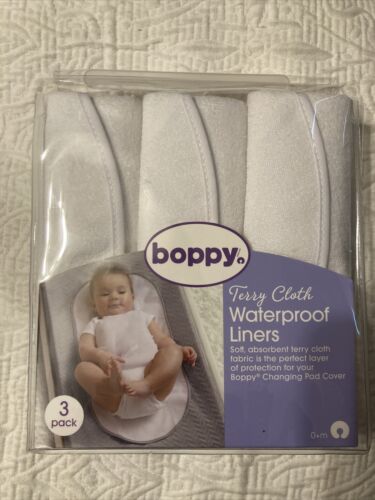 Boppy Terry Cloth Waterproof Changing Pad Cover Liners 3 Pack Brand New