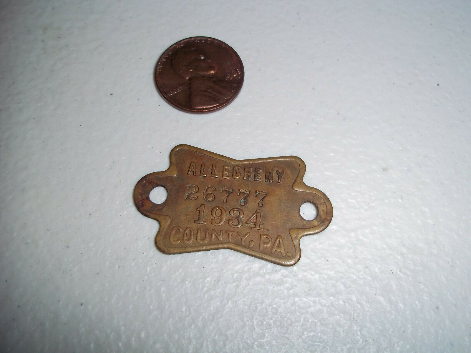 Vintage 1934 Dog Tag Allegheny County Pa
