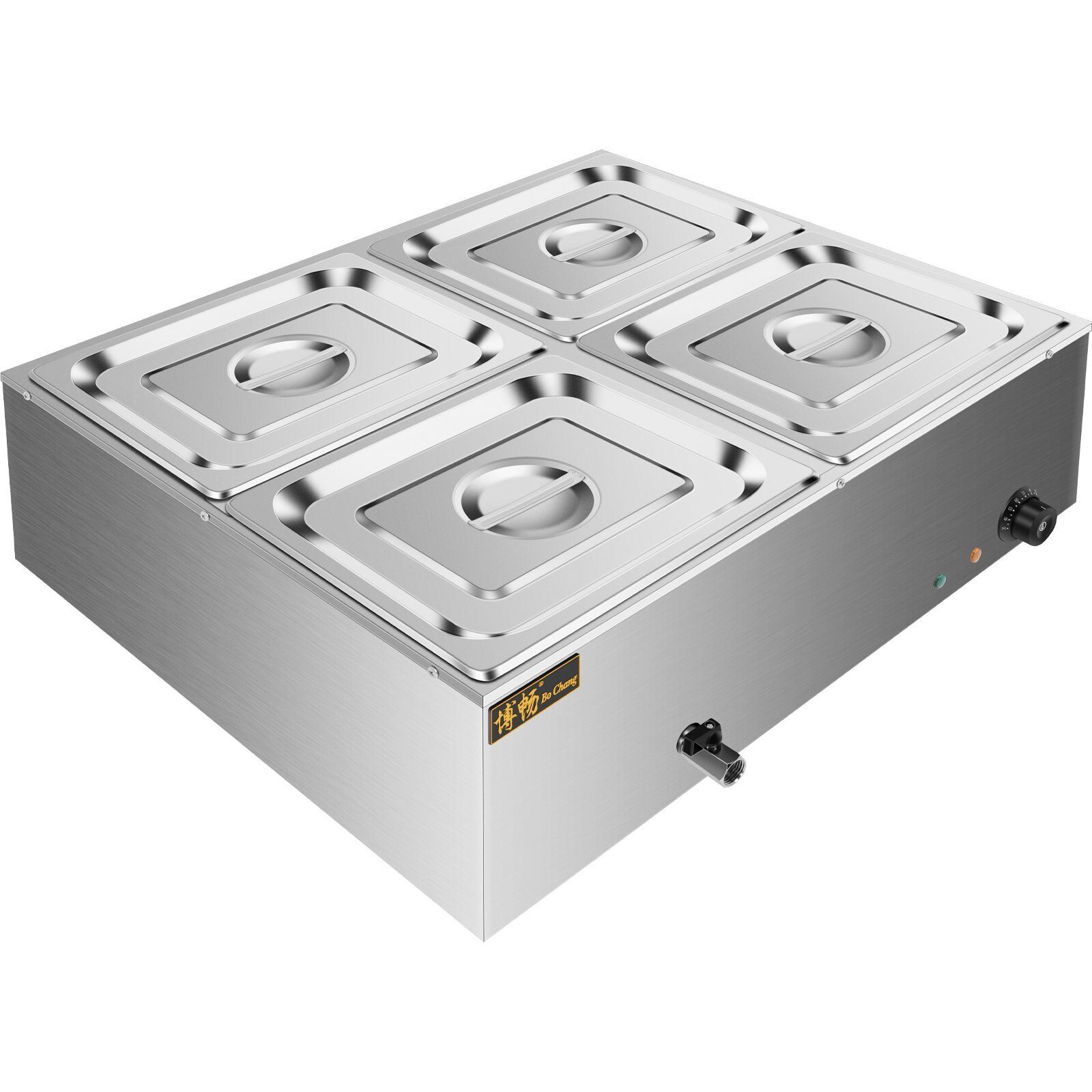 Food Warmer Steam Table Commercial Grade Stainless Steel 4-pot Sliver 110v