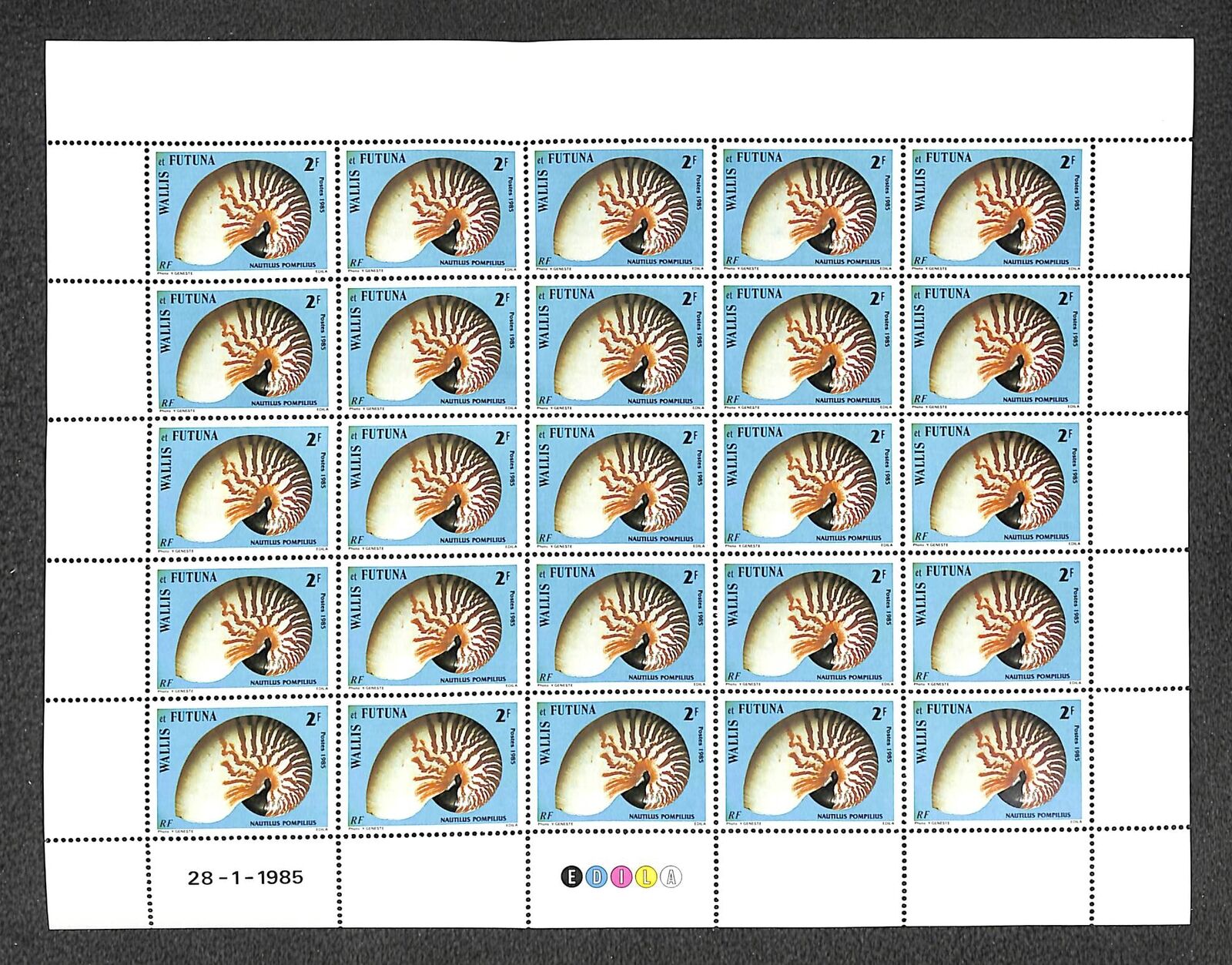 [opg885] Wallis & Futuna Shells Lot Of 6x Very Fine Mnh Sheets
