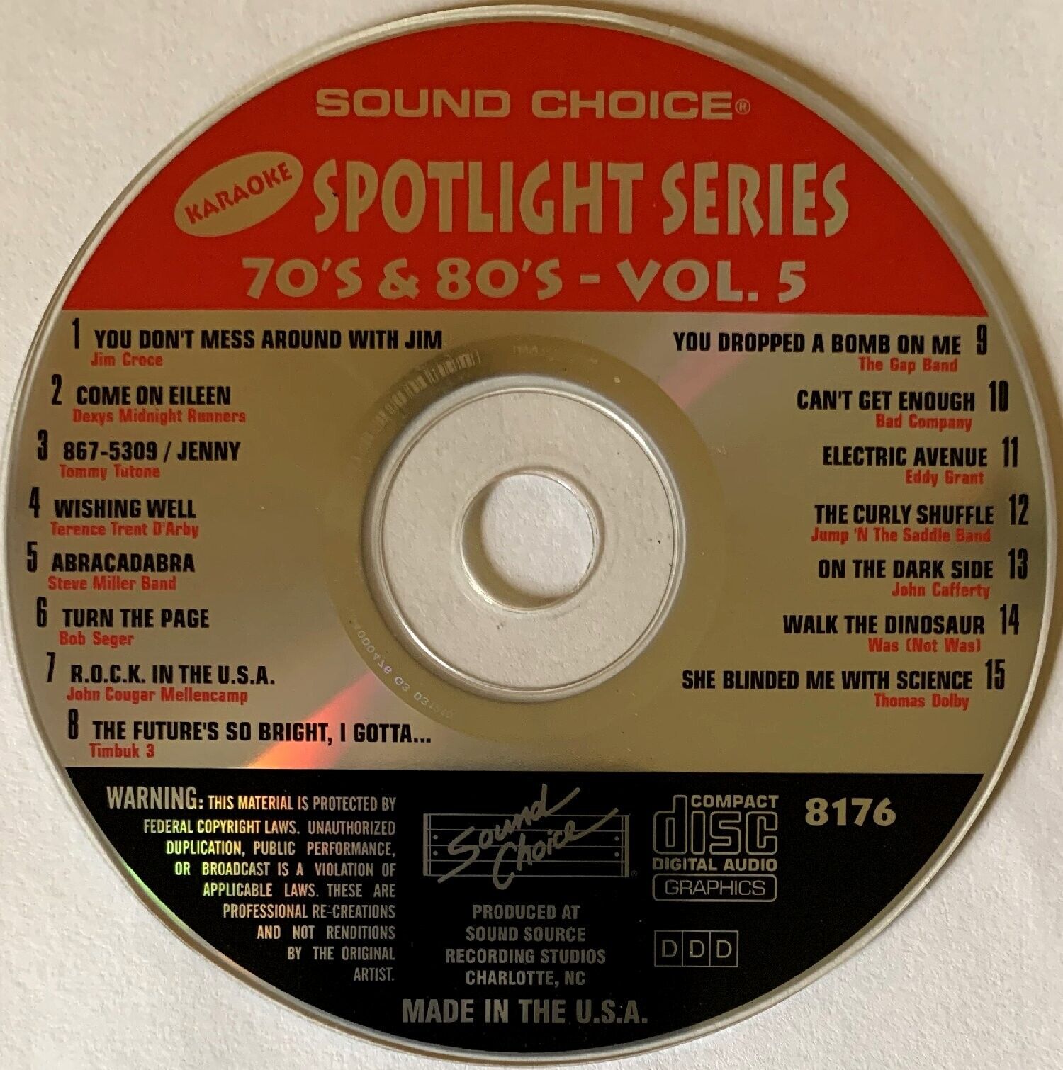 Sound Choice Spotlight - 70's & 80's Vol 5 - Sc8176 - Lot 2103 - Seger