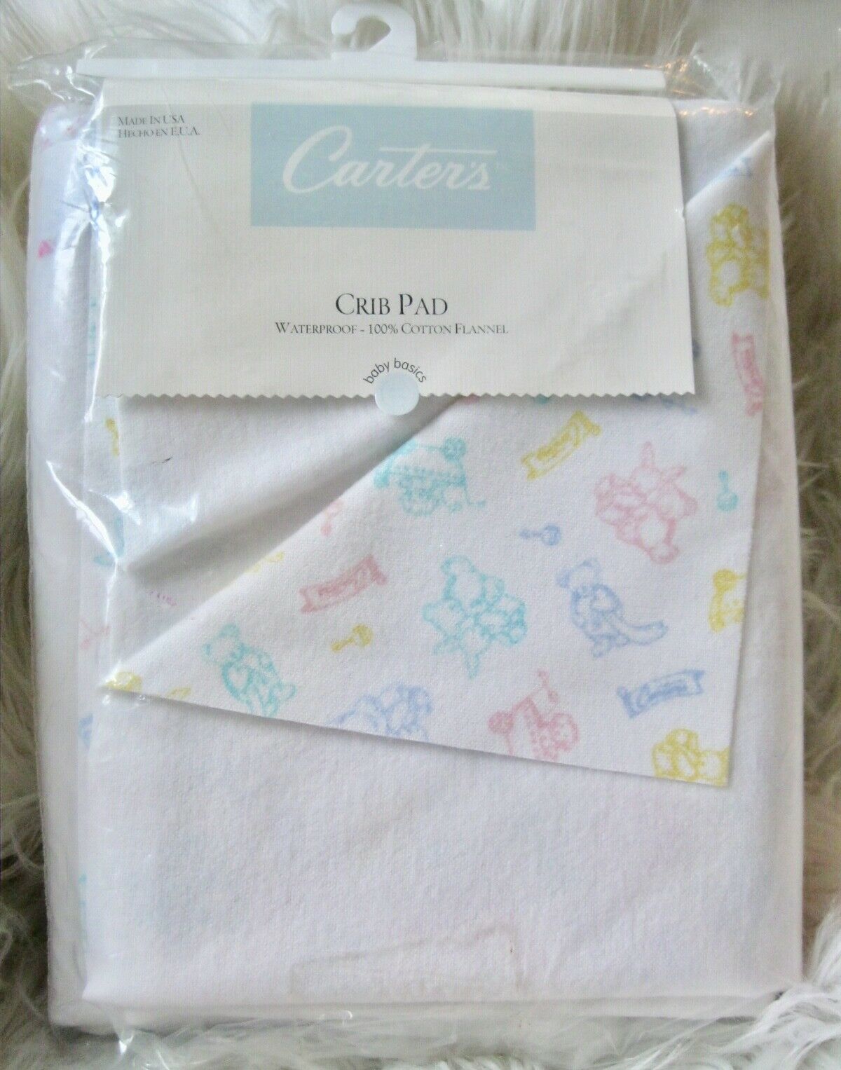 Nos Carters Crib Changing Pad Pastels Waterproof Cotton Flannel Usa Made New 80s