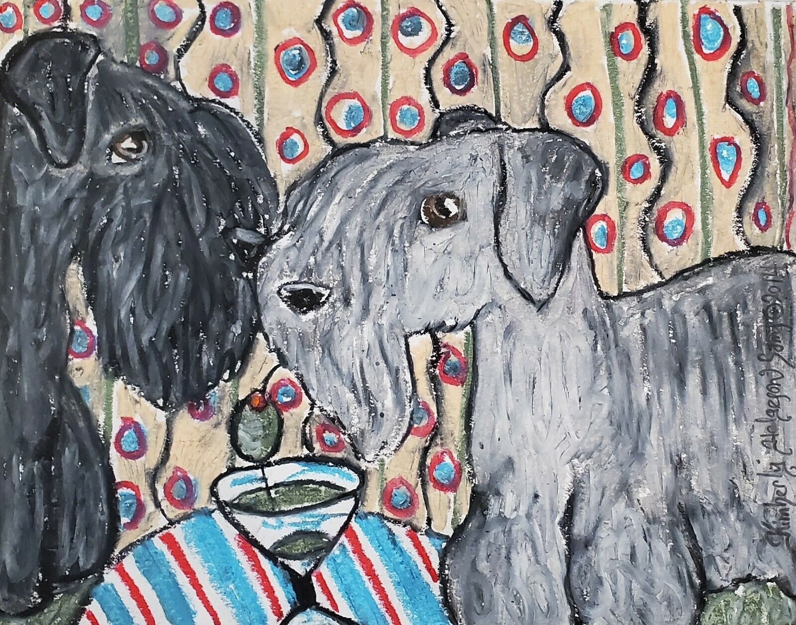 Cesky Terrier Drinking A Martini Dog Art Print 13 X 19 Signed By Artist Ksams