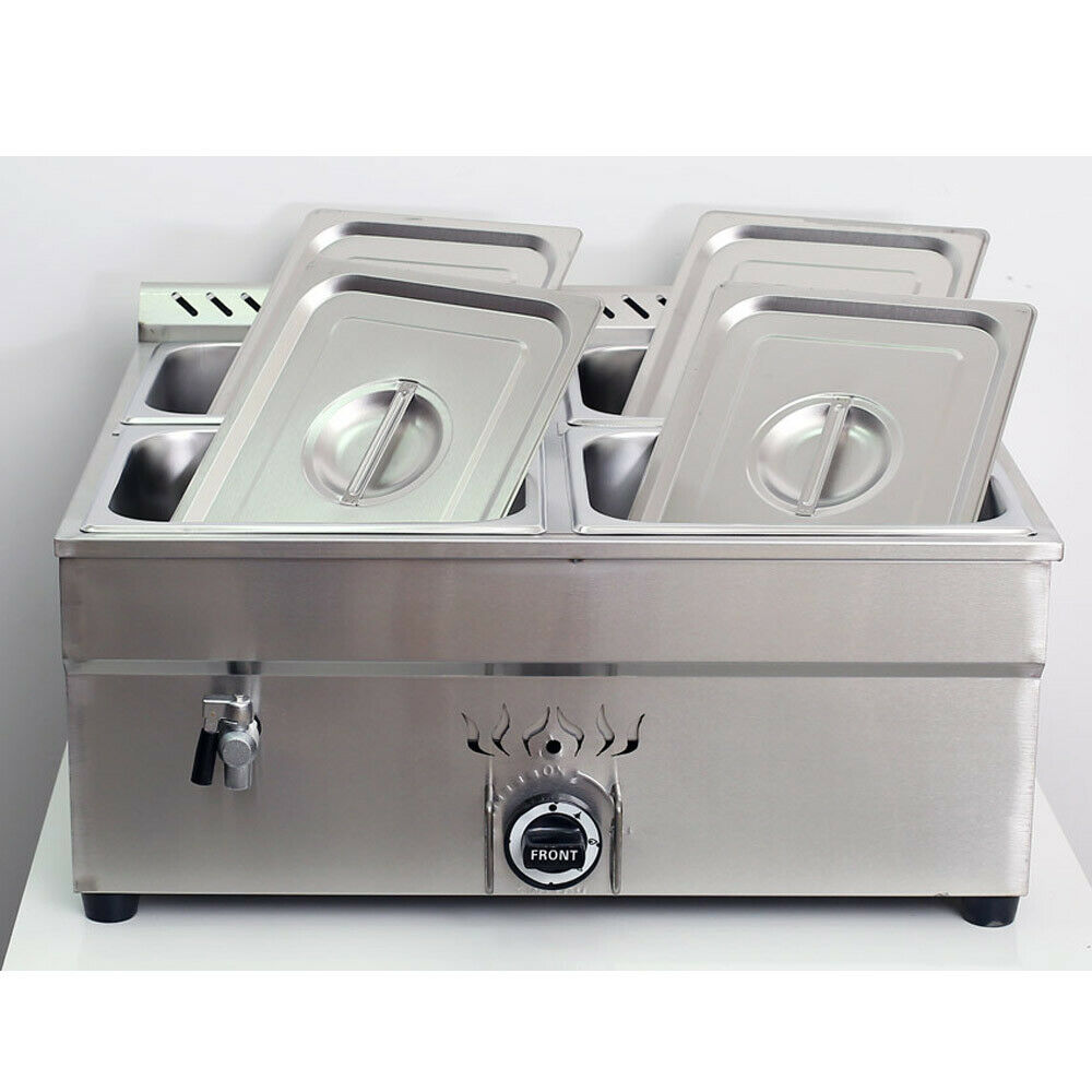 1/2 Size 4" Deep Pan Lp Gas Food Warmer With Valve 4 Pan Square Steamer Table