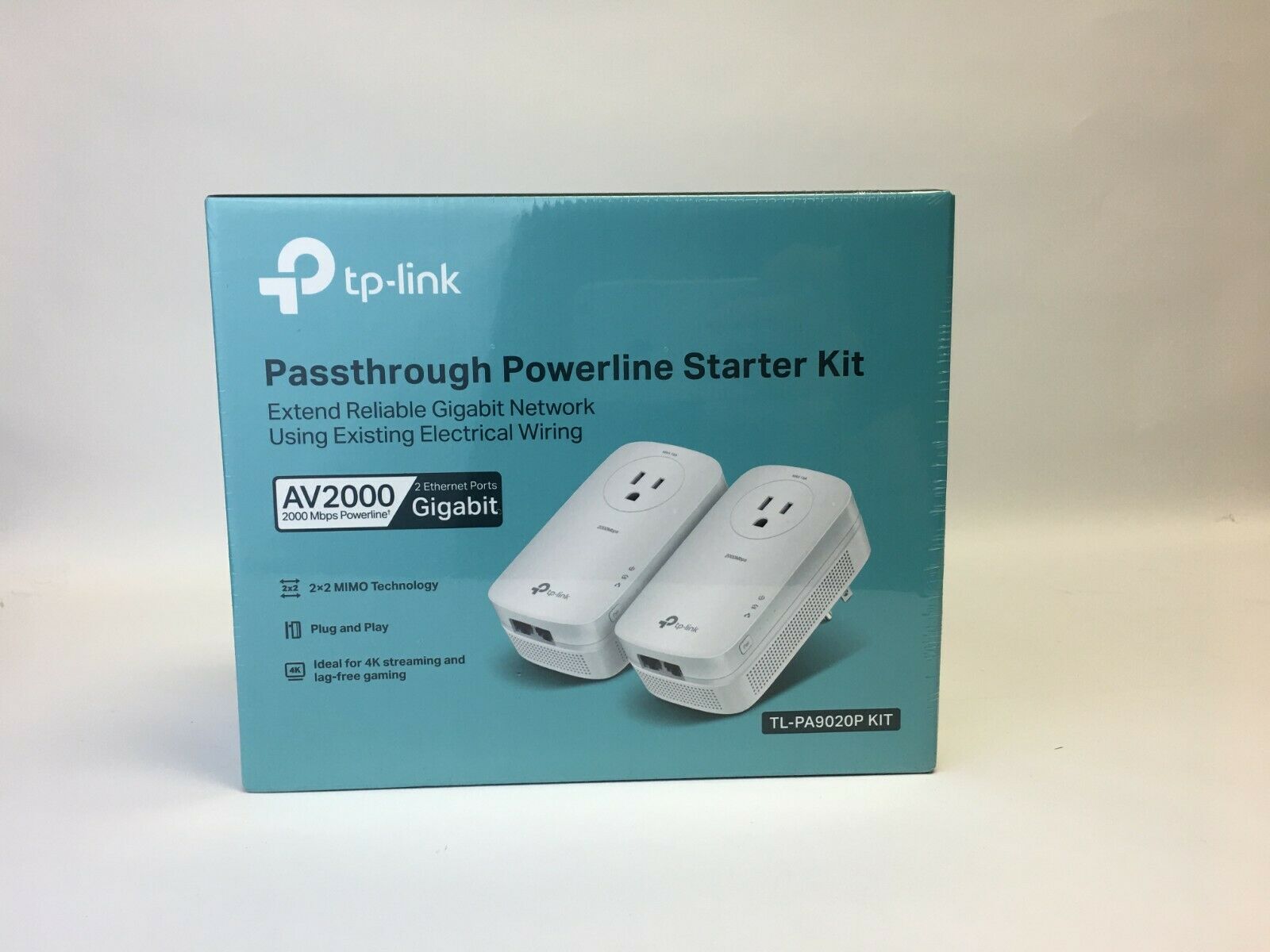 Tp-link Tl-pa9020p Kit Av2000 2-port Gigabit Passthrough Powerline Starter Kit
