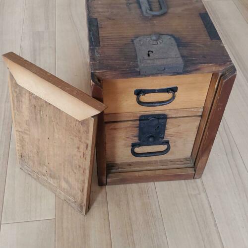 Japanese Small Tansu Beautiful Antique Wooden Chest Box Drawers