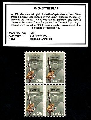 1984 - Smokey The Bear - Mint -mnh- Block Of Four Postage Stamps