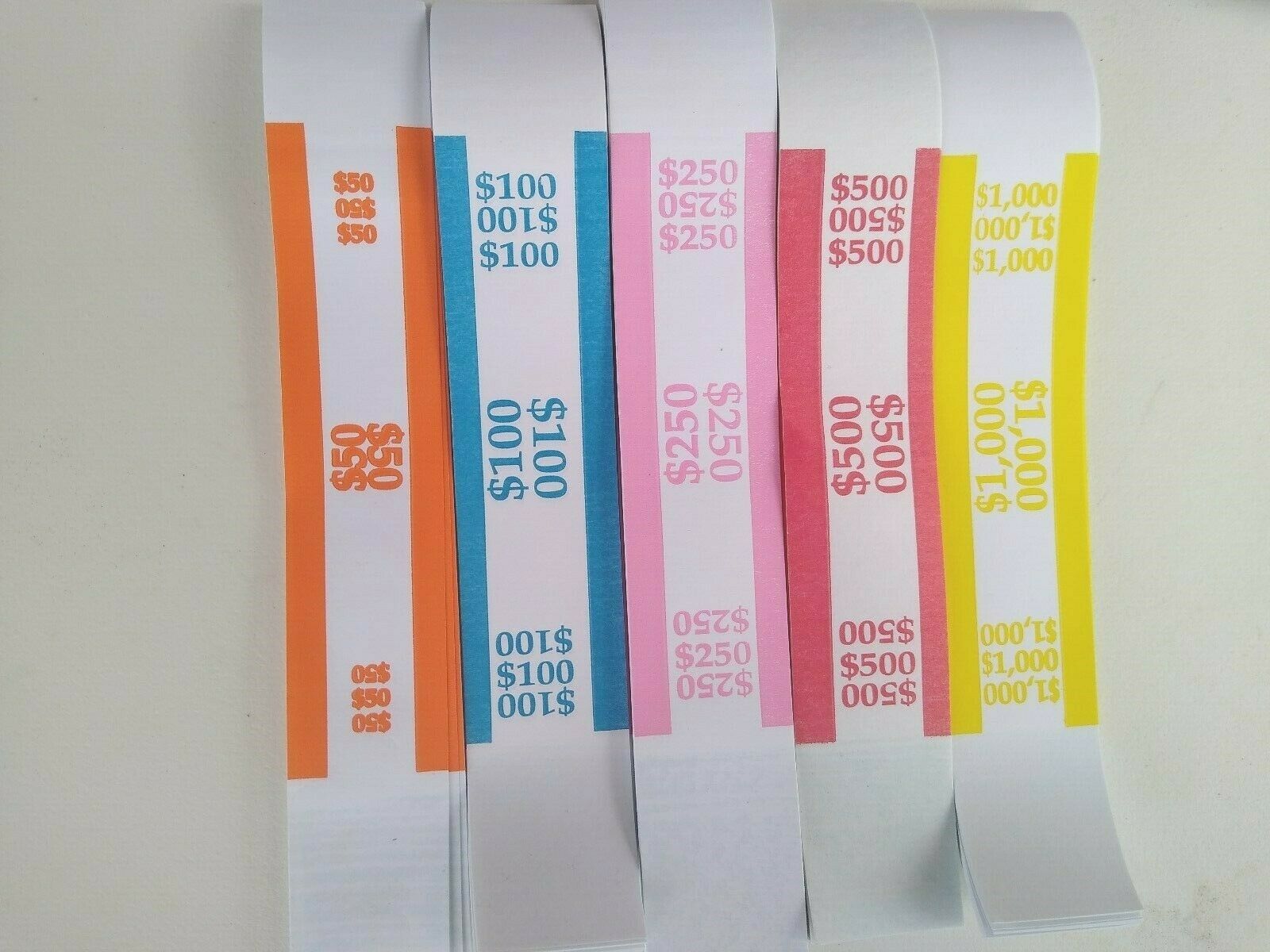 150 Assorted Currency Straps/ Bands - 30 Each  ($50, $100, $250, $500, $1000)