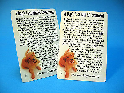"a Dog's Last Will & Testament" Poem - 2 Verse Cards - Sku# 607