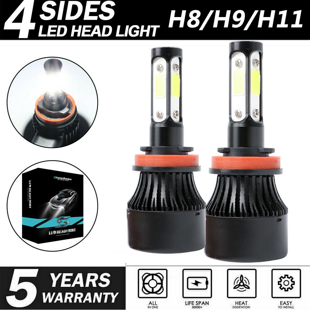 Led Headlight Kit H11 H8 H9 6000k White Fog Light Bulbs Bright High Or Low Beam