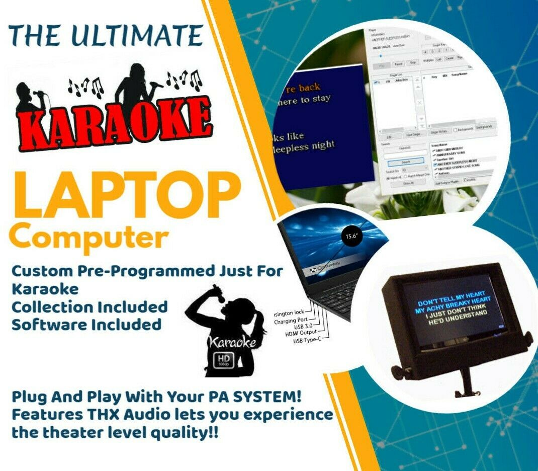 New Karaoke Laptop Computer - Huge Karaoke Collection Included
