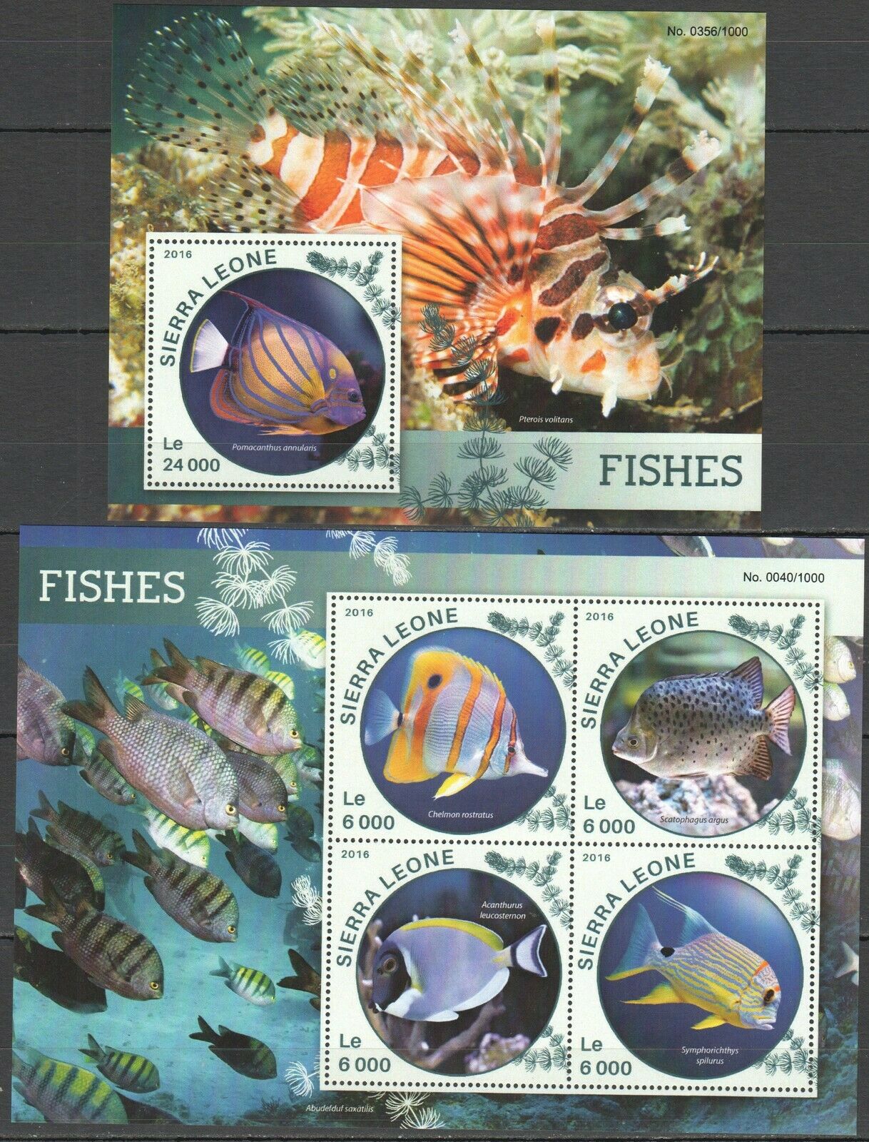 St431 2016 Sierra Leone Marine Life Fauna Fishes 1kb+1bl Mnh Stamps