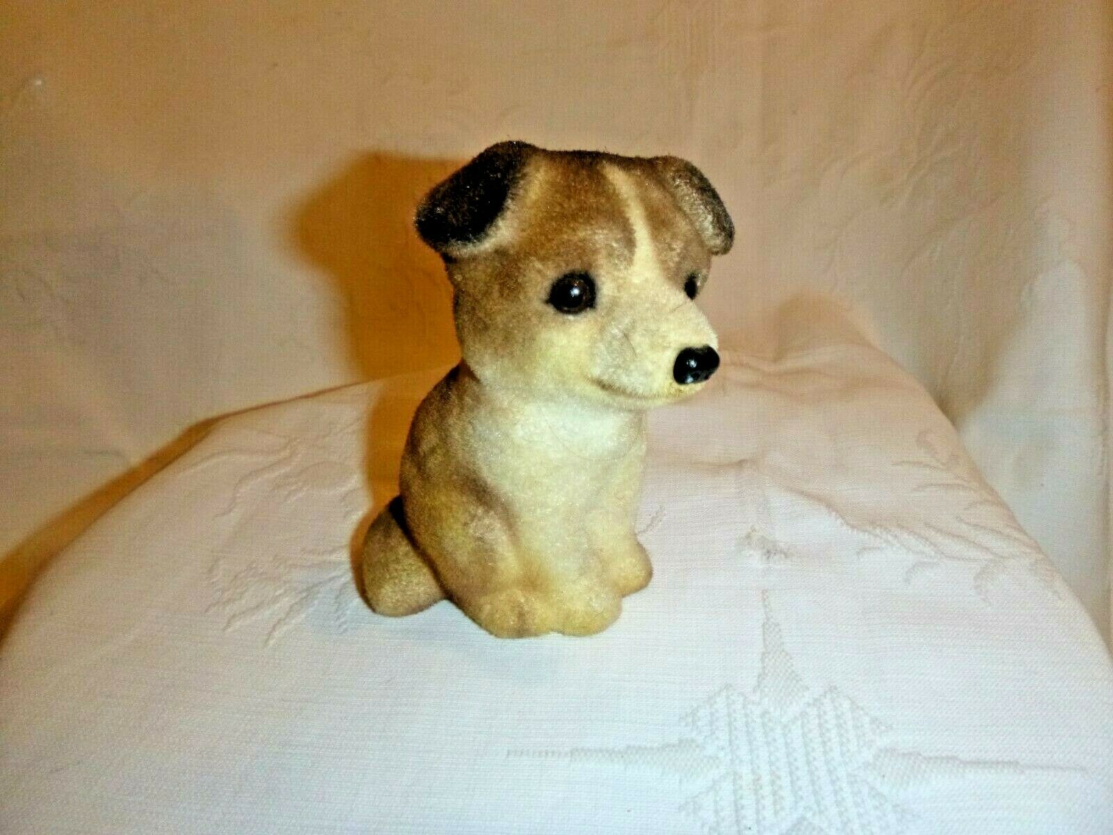 Brown  / Tan Dog Fuzzy Figure By Josef  Originals Made In Japan- 3 3/4"