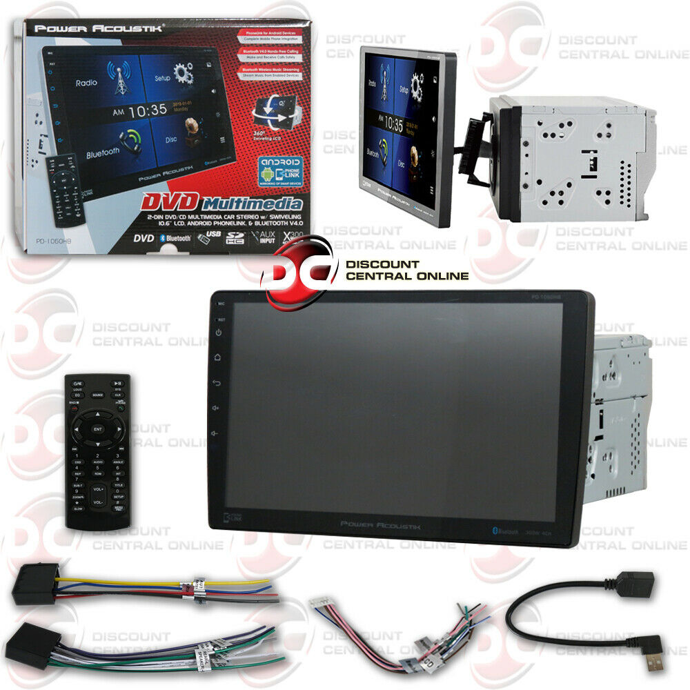 Power Acoustik Pd-1060hb Car 2din Dvd Cd Bluetooth Stereo W/ 10.6" Touchscreen