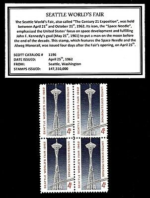 1962  Seattle World's Fair - Mint -mnh- Block Of Four Vintage Postage Stamps
