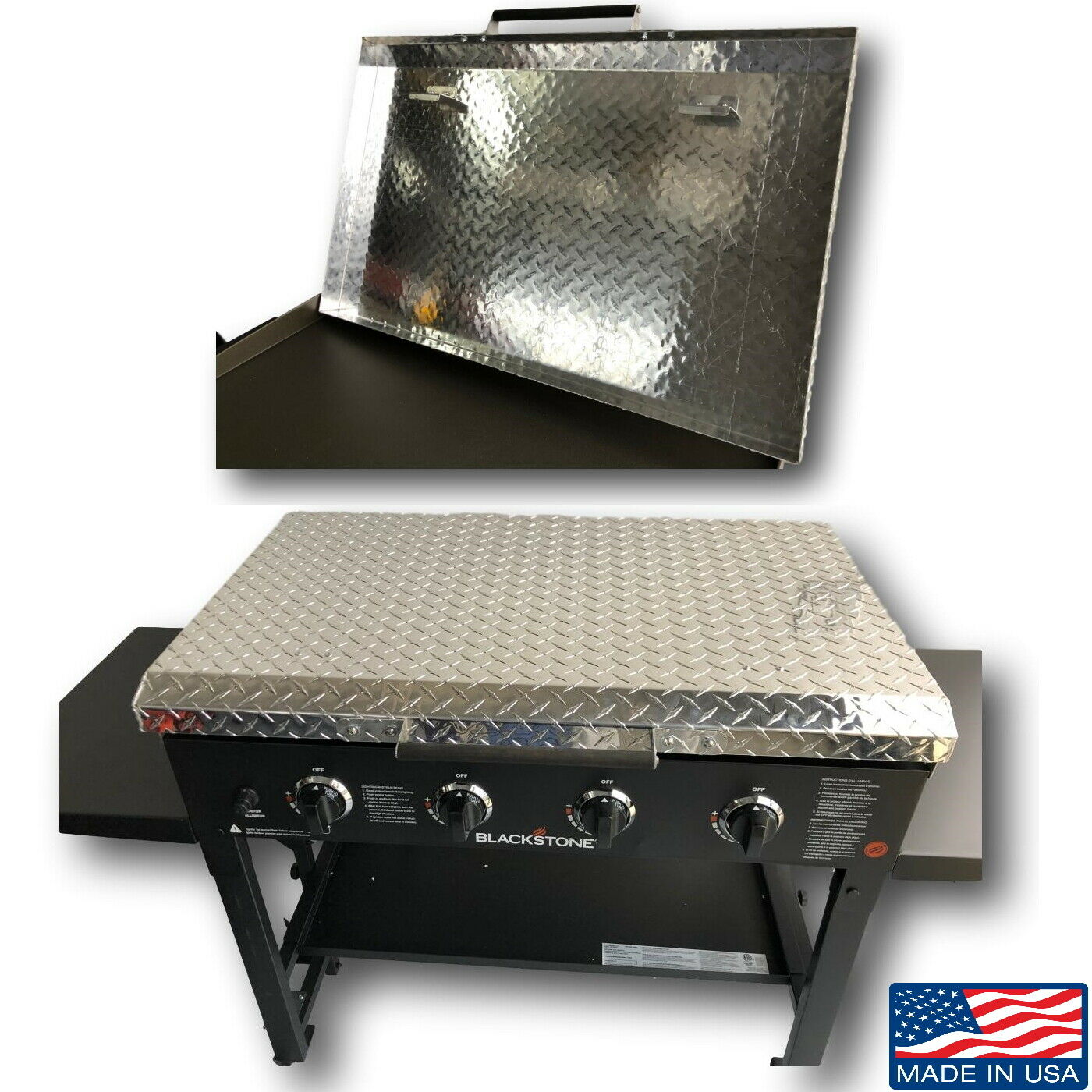 Diamond Plate Aluminum Lid Storage Cover For 36" Blackstone Griddle Made In Usa