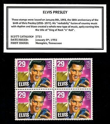 1993 - Elvis Presley Mint Never Hinged Block Of Four Postage Stamps