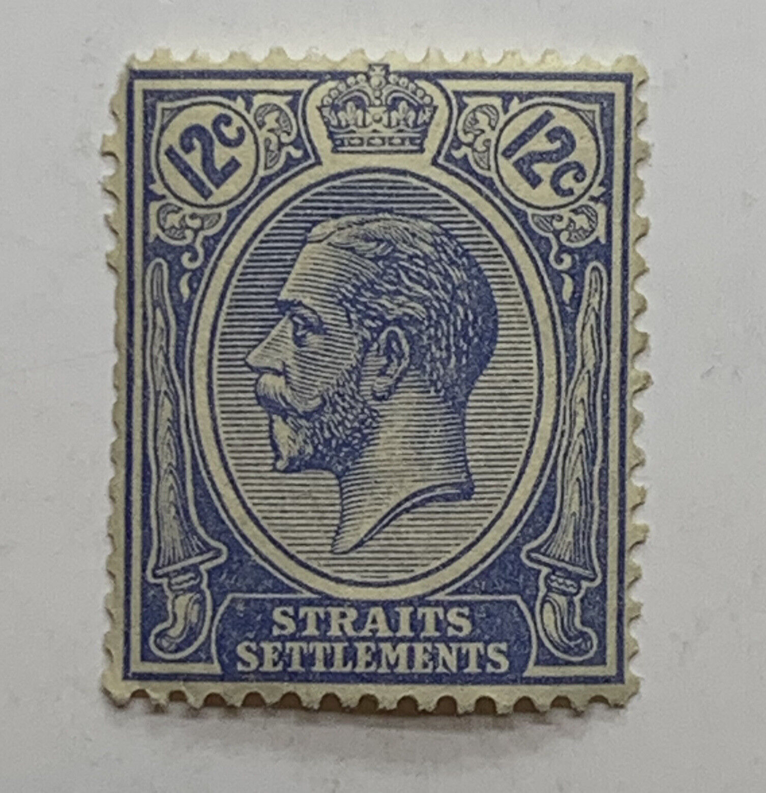 1922 Straits Settlements 12c Stamp #192 Mnh Og King George V