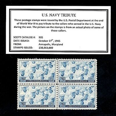 1945 - United States Navy - Vintage (wwii)  Mint -mnh- Block Of Postage Stamps