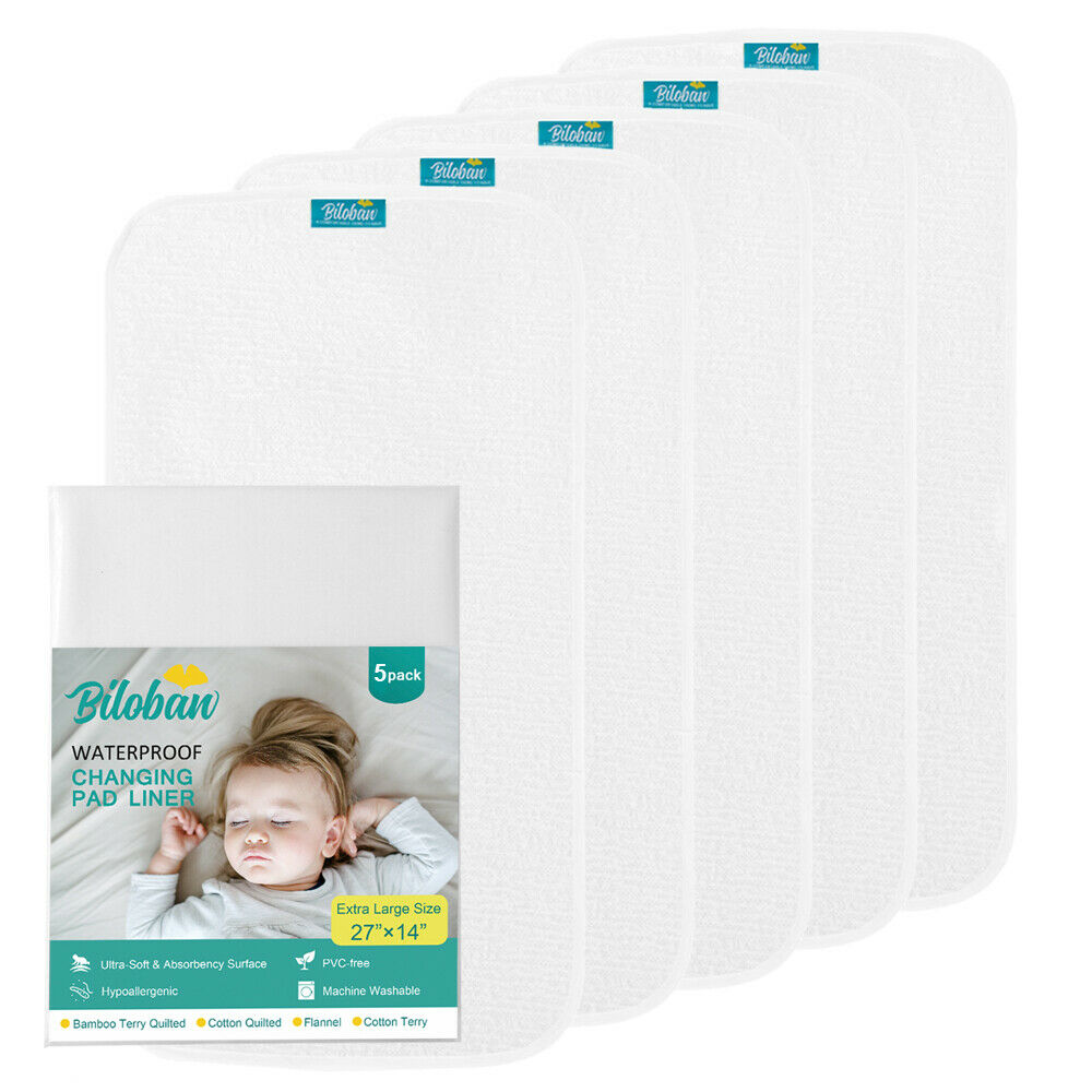 Infant Soft Cotton Terry Baby Diaper Changing Pad Cover Liner Waterproof 5 Pack