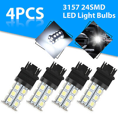 4pcs White 3157 24-smd Led Light Bulbs Daytime Running Backup Reverse 3757 3457