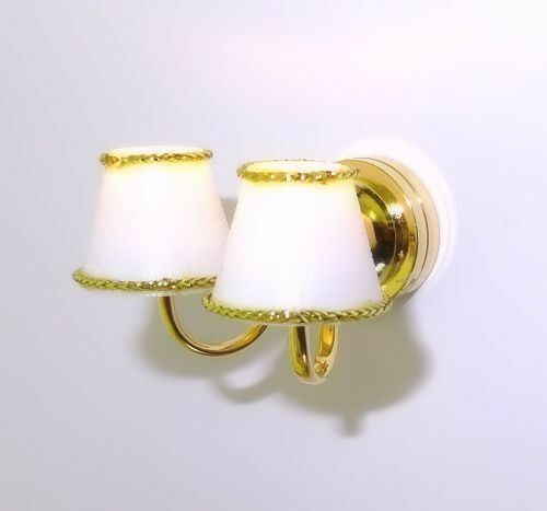 Dollhouse Wall Sconce Double Shade Battery Operated Led Lighting 1:12 Miniature