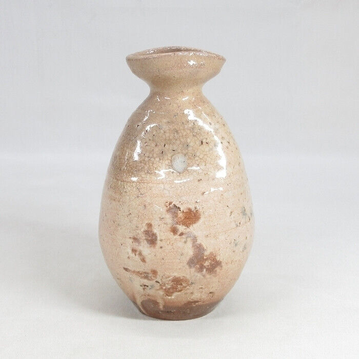 F0674: Japanese Really Old Hagi Pottery Sake Bottle With Good Glaze And Taste