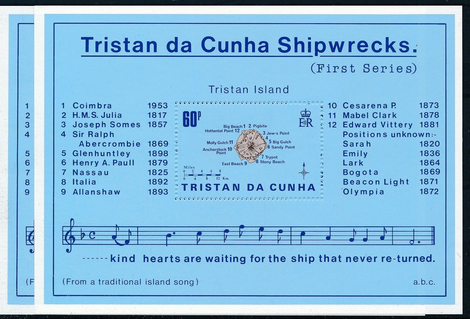 [22552] Tristan Da Cunha 2x Good Sheet Very Fine Mnh