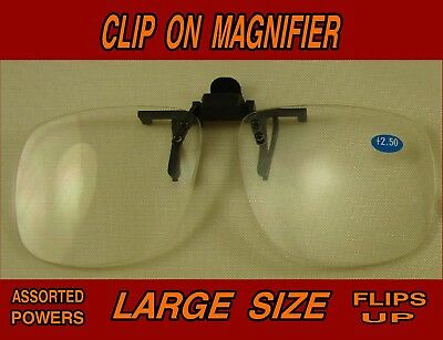Lg. Clip On Flip Up Magnifying Glasses Readers Clip To Most Glasses Choice Power